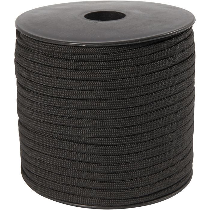 Makrameenyöri, Lev: 5 mm, musta, 50 m/ 1 rll