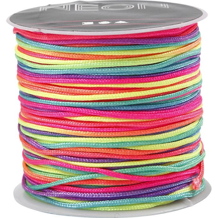 Makrameenyöri, paksuus 1 mm, neonvärit, 28 m/ 1 rll