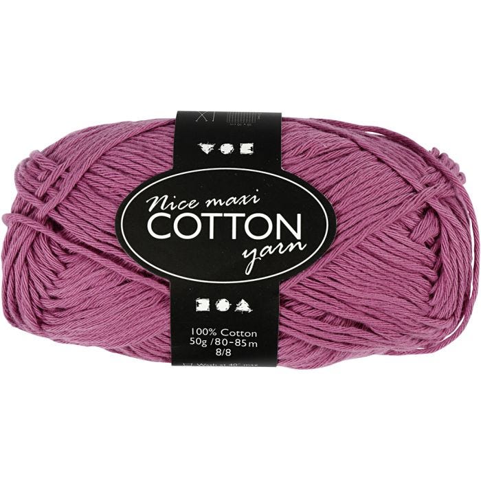 Puuvillalanka, 8/8, Pit. 80-85 M, koko maxi, violet, 50g/ 1 kerä