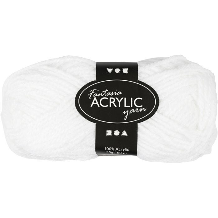 Fantasia-akryylilanka, Pit. 80 M, valkoinen, 50g/ 1 kerä