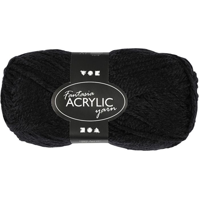 Fantasia-akryylilanka, Pit. 80 M, musta, 50 g/ 1 kerä