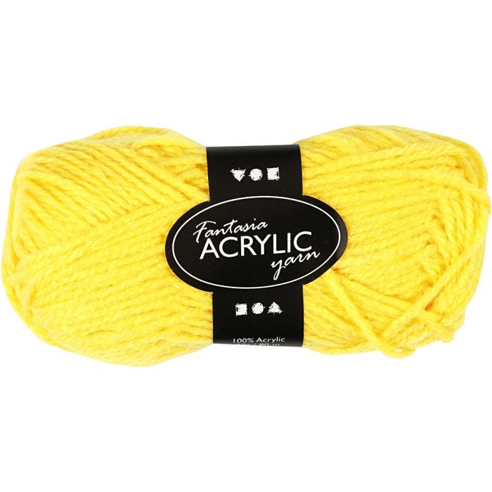 Fantasia-akryylilanka, 80 M, keltainen, 50g/ 1 kerä