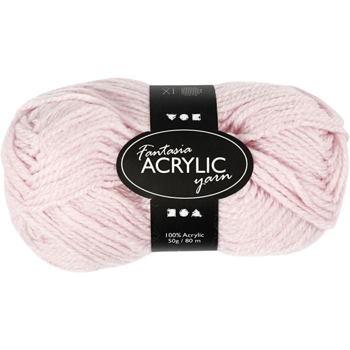 Fantasia-akryylilanka, Pit. 80 M, vaaleanpunainen, 50 g/ 1 kerä