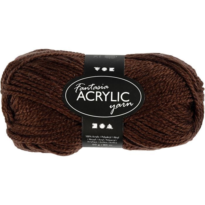 Fantasia-akryylilanka, Pit. 80 M, ruskea, 50 g/ 1 kerä