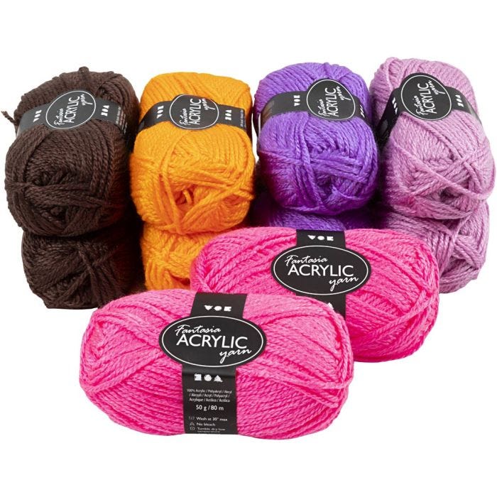 Fantasia-akryylilanka, Pit. 80 M, värilajitelma, 10x50 g/ 1 pkt