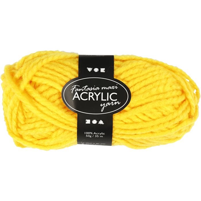 Fantasia-akryylilanka, Pit. 35 M, Maxi, keltainen, 50 g/ 1 kerä