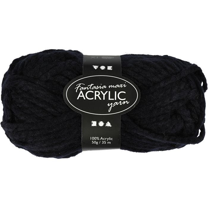 Fantasia-akryylilanka, Pit. 35 M, Maxi, musta, 50 g/ 1 kerä