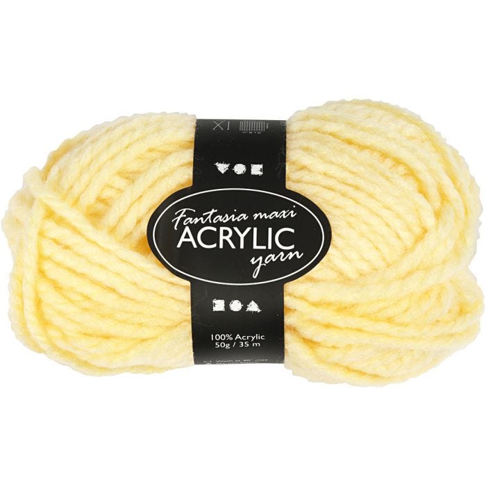 Fantasia-akryylilanka, Pit. 35 M, Maxi, vaaleankeltainen, 50 g/ 1 kerä