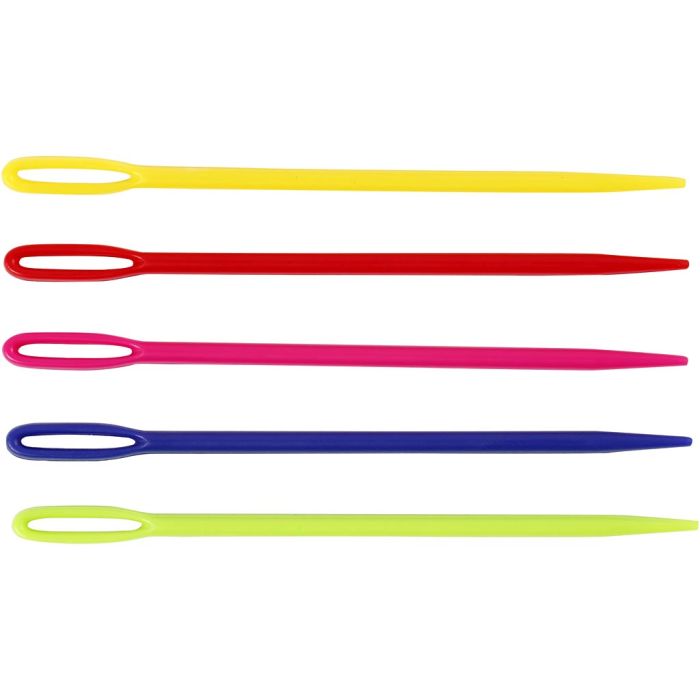 Muovineulat, Pit. 7 cm, värilajitelma, 5 kpl/ 1 pkt