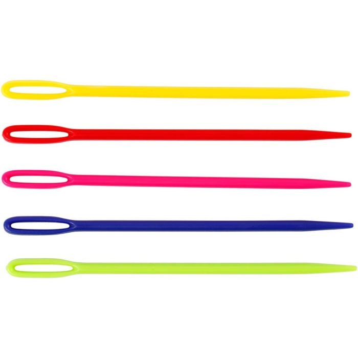Muovineulat, Pit. 7 cm, värilajitelma, 50 kpl/ 1 pkt