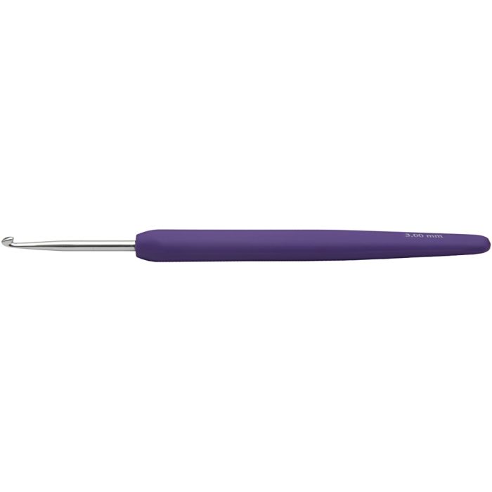 Virkkuukoukku, 3, Pit. 13,3 cm, koko 3 mm, violetti, 1 kpl