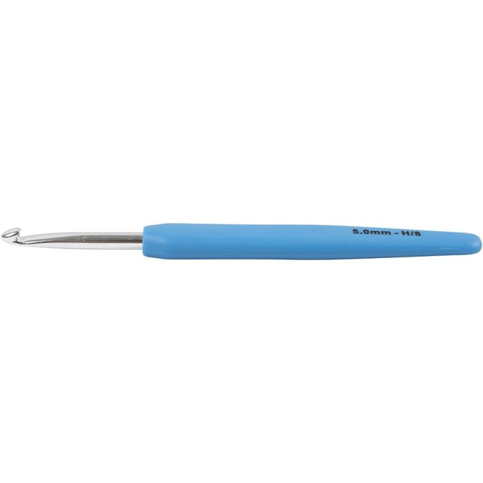 Virkkuukoukku, nro 5, Pit. 13,3 cm, koko 5 mm, sininen, 1 kpl