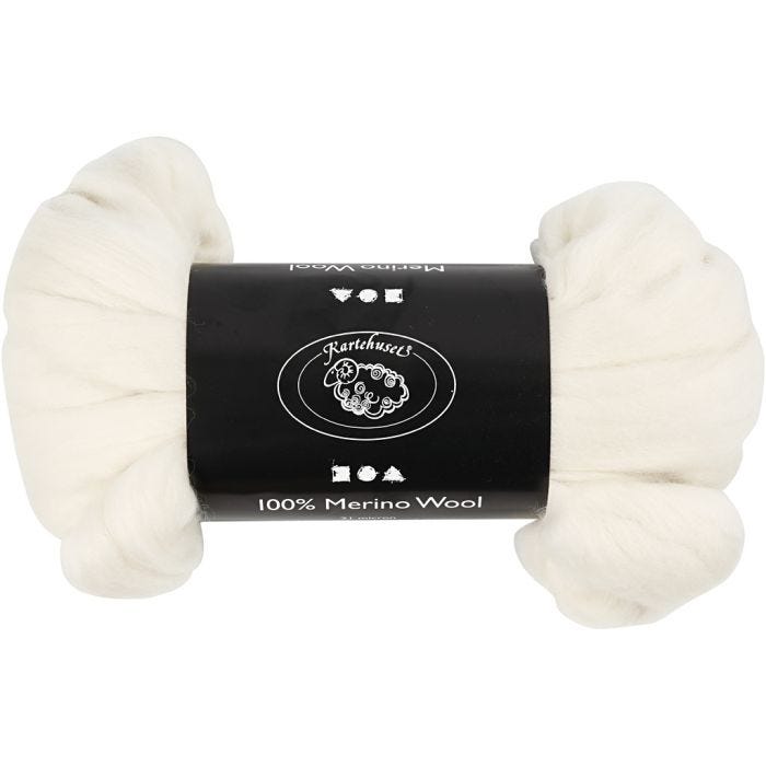 Merinovilla, paksuus 21 my, luonnonvalkonen, 100 g/ 1 pkt