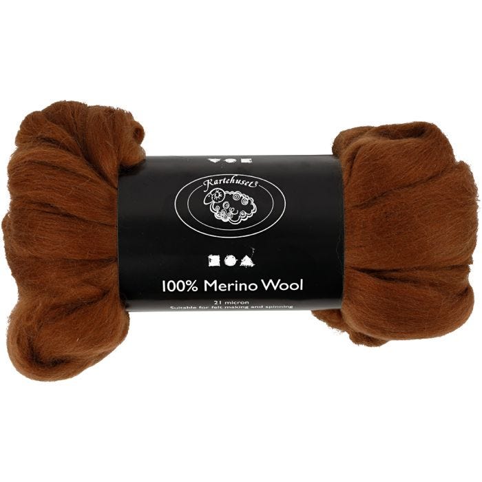 Merinovilla, paksuus 21 my, ruskea, 100 g/ 1 pkt