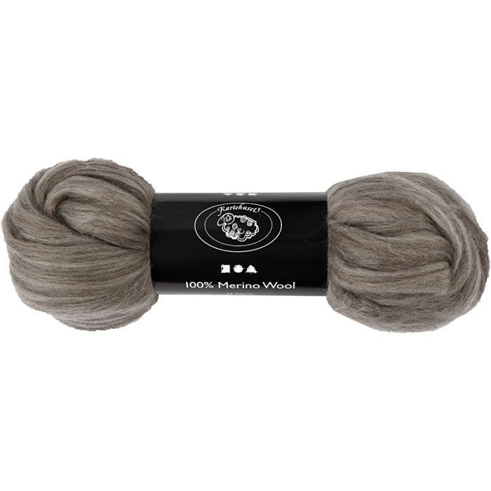 Merinovilla, paksuus 21 my, harmaa, 100g/ 1 pkt
