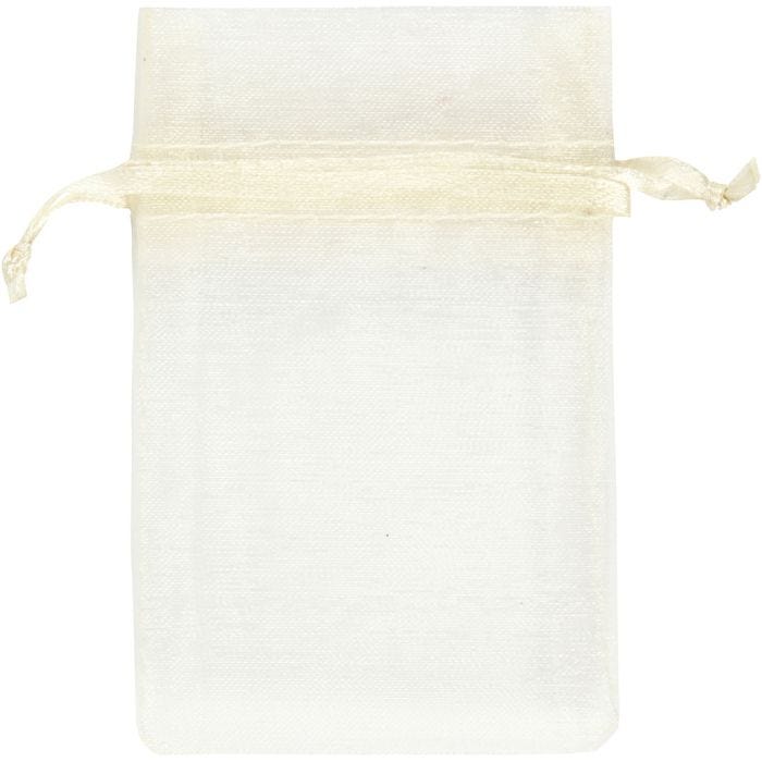 Organzapussit, koko 7x10 cm, luonnonvalkonen, 10 kpl/ 1 pkt