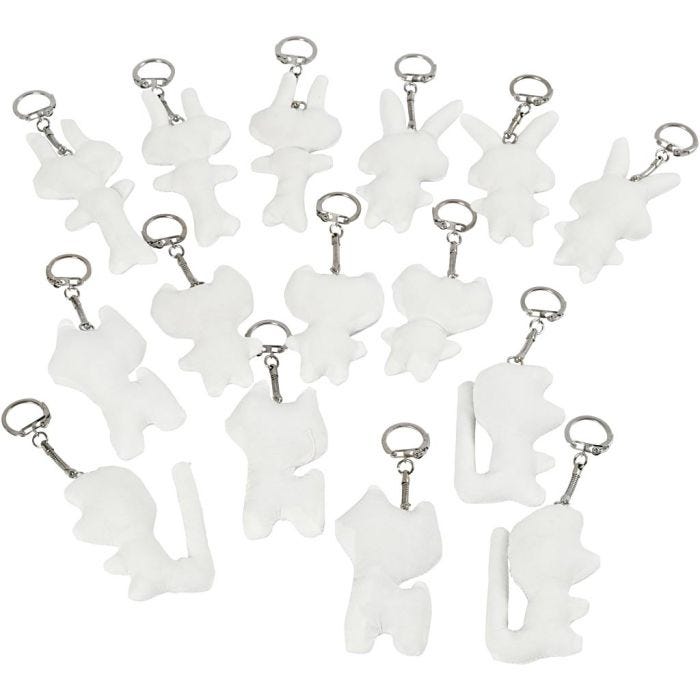 Kangashahmot ja avainrengas, koko 6-10 cm, valkoinen, 15 kpl/ 1 pkt