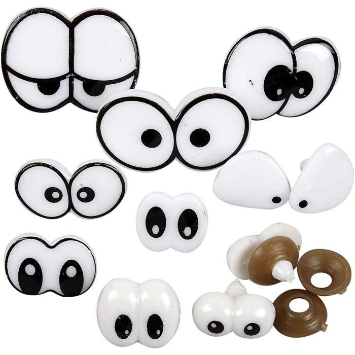 Hassut Silmät, koko 2-3 cm, 9 laj/ 1 pkt