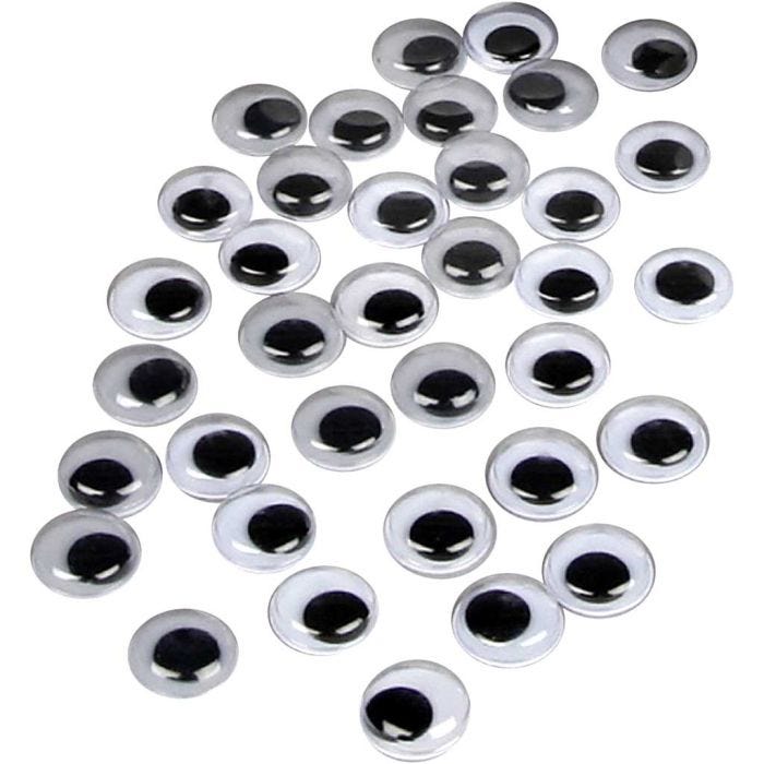 Liikkuvat Silmät, liimattavat, halk. 10 mm, 1000 kpl/ 1 pkt