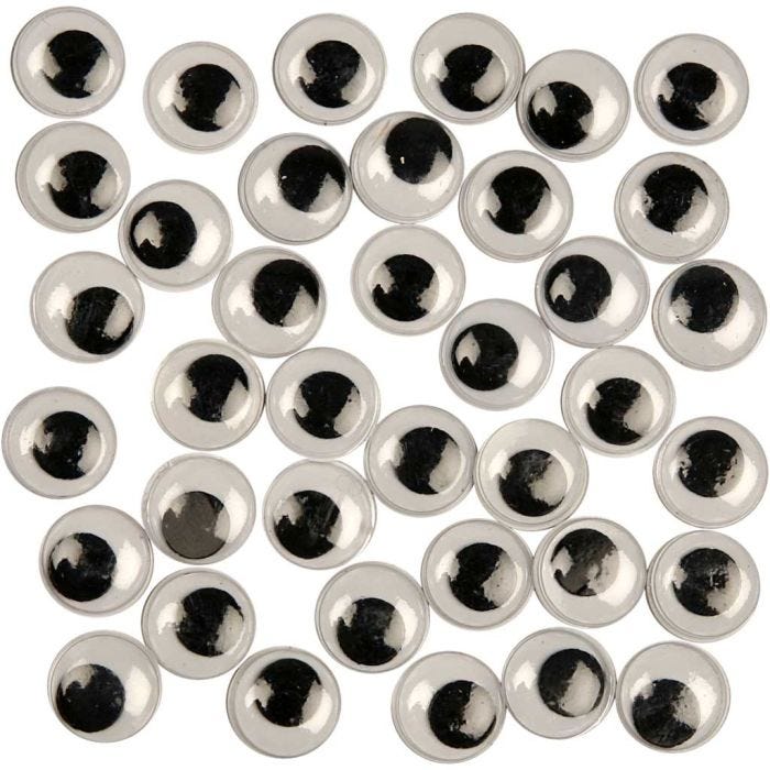 Liikkuvat Silmät, liimattavat, halk. 12 mm, 1000 kpl/ 1 pkt