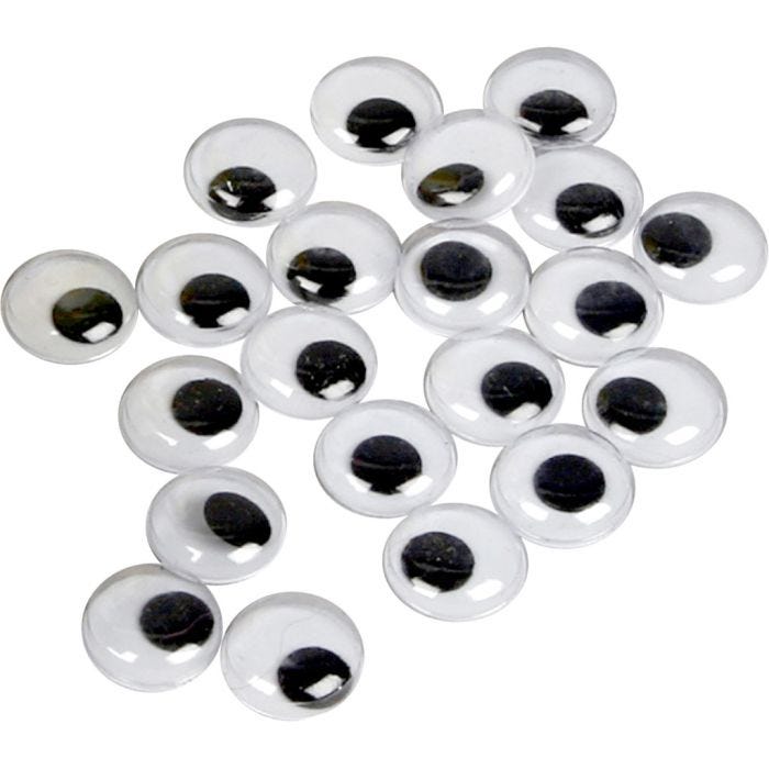 Liikkuvat Silmät, liimattavat, halk. 14 mm, 1000 kpl/ 1 pkt