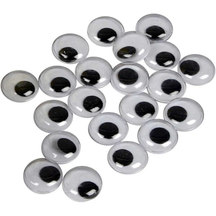 Liikkuvat Silmät, liimattavat, halk. 14 mm, 30 kpl/ 1 pkt