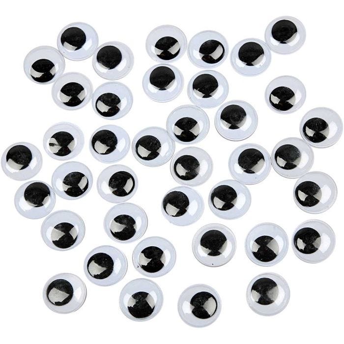 Liikkuvat Silmät, liimattavat, halk. 20 mm, 500 kpl/ 1 pkt