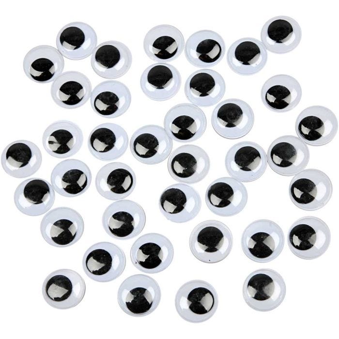 Liikkuvat Silmät, liimattavat, halk. 20 mm, 16 kpl/ 1 pkt