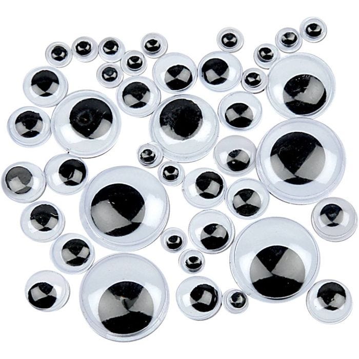 Liikkuvat Silmät, liimattavat, halk. 4-20 mm, 1100 laj/ 1 pkt