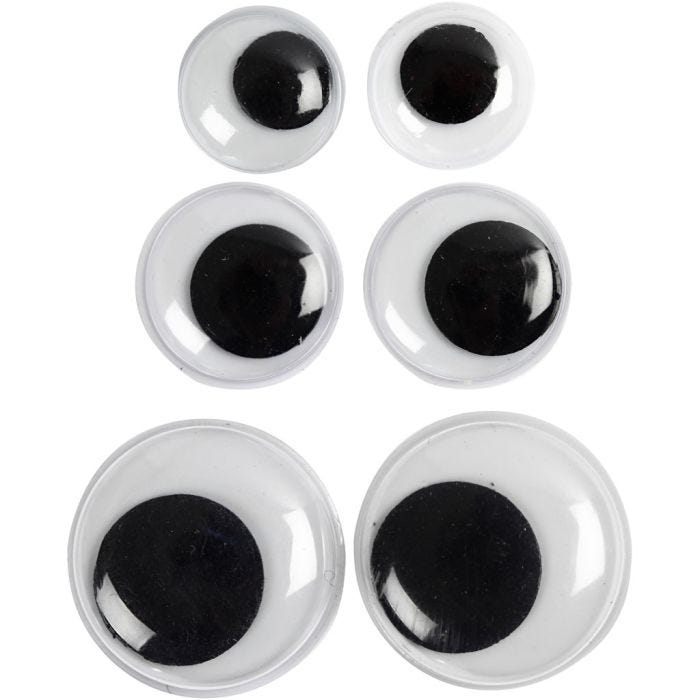 Liikkuvat Silmät, liimattavat, 12+14+20 mm, 18laj/ 1 pkt