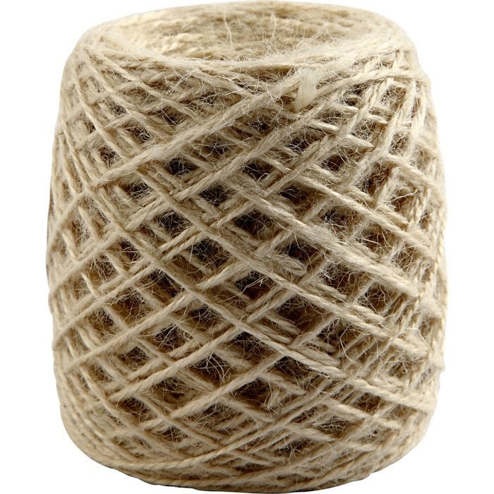 Luonnonhamppunaru, paksuus 1-2 mm, luonnonrusk., 150 m/ 1 rll