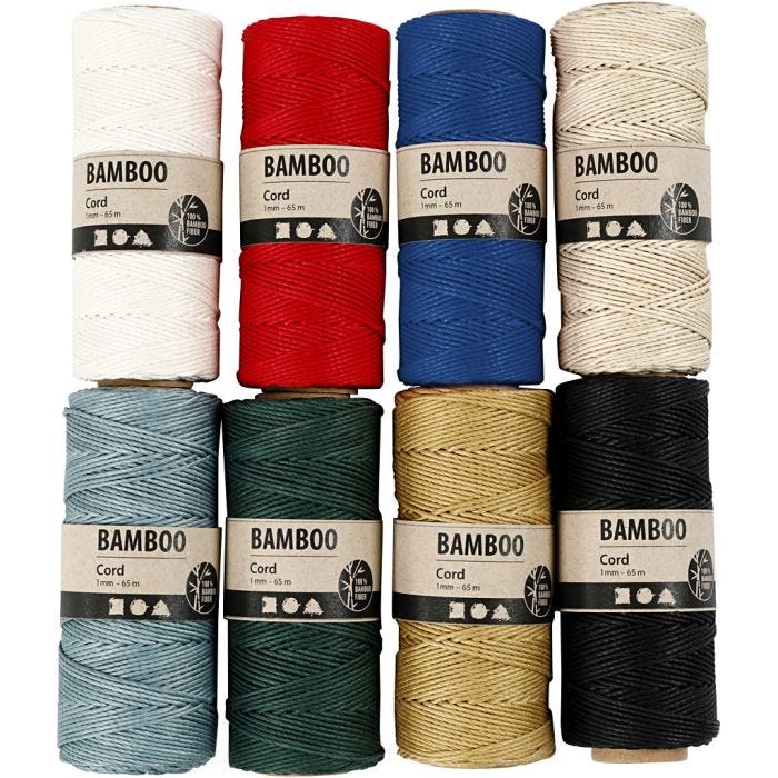 Bambulanka, paksuus 1 mm, värilajitelma, 8x65 m/ 1 set