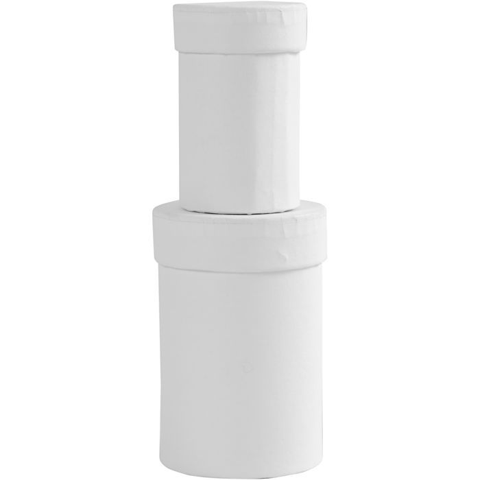 Pyöreät rasiat, Kork. 7+9 cm, koko 4,5+6 cm, valkoinen, 2 kpl/ 1 set