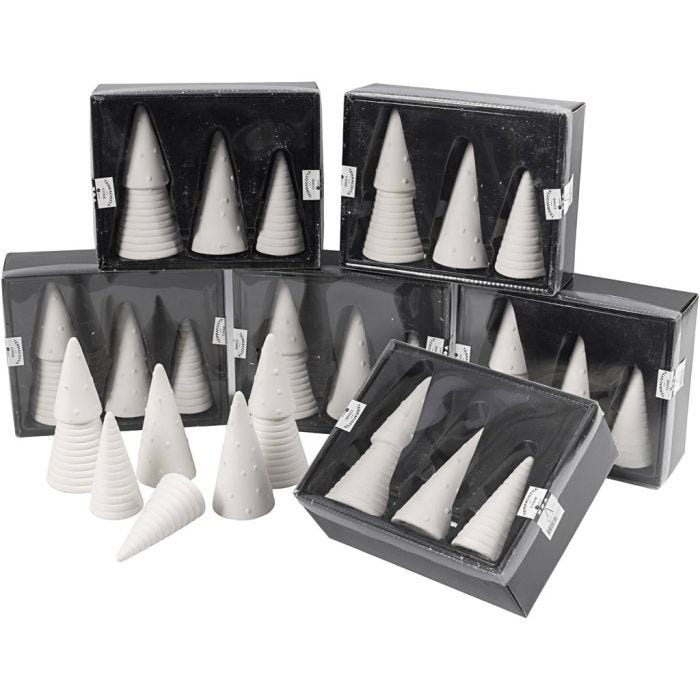 Ripustettavat kuuset, Kork. 10+12+15 cm, halk. 5+6+7 cm, 24 kpl/ 1 pkt