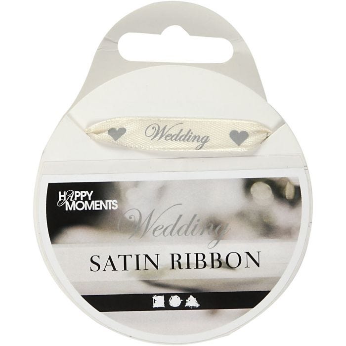 Satiininauha, Lev: 10 mm, luonnonvalkonen, 8 m/ 1 rll