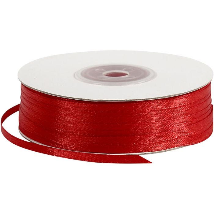Satiininauha, Lev: 3 mm, punainen, 100 m/ 1 rll