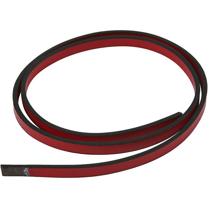 Keinonahkanauha, Lev: 10 mm, paksuus 3 mm, punainen, 1 m/ 1 pkt