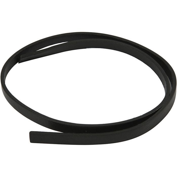 Keinonahkanauha, Lev: 10 mm, paksuus 3 mm, musta, 1 m/ 1 pkt