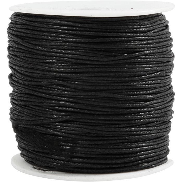 Puuvillanyöri, paksuus 1 mm, musta, 100 m/ 1 pkt