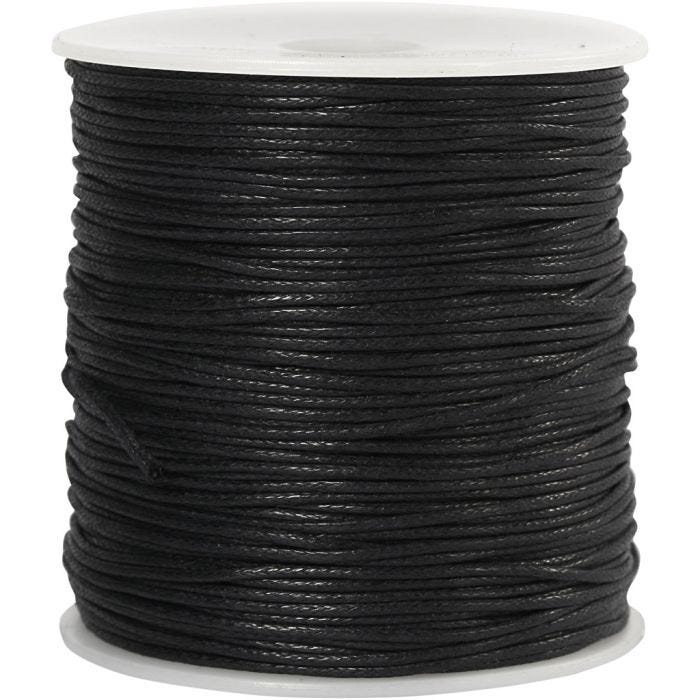 Puuvillanyöri, paksuus 1 mm, musta, 100 m/ 1 pkt