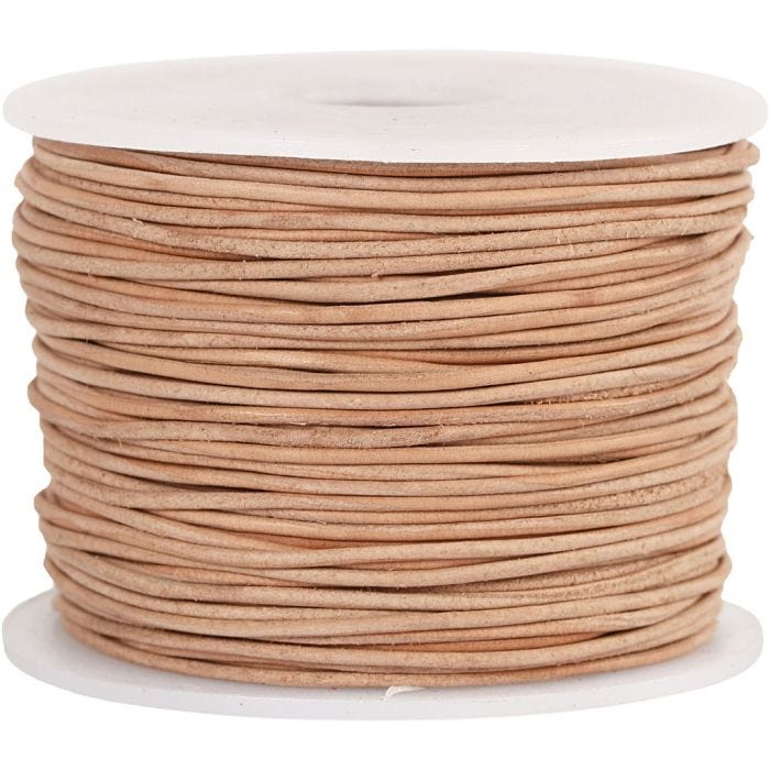 Nahkanauha, paksuus 1 mm, beige, 50 m/ 1 rll