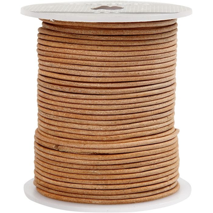 Nahkanauha, paksuus 2 mm, beige, 50 m/ 1 rll