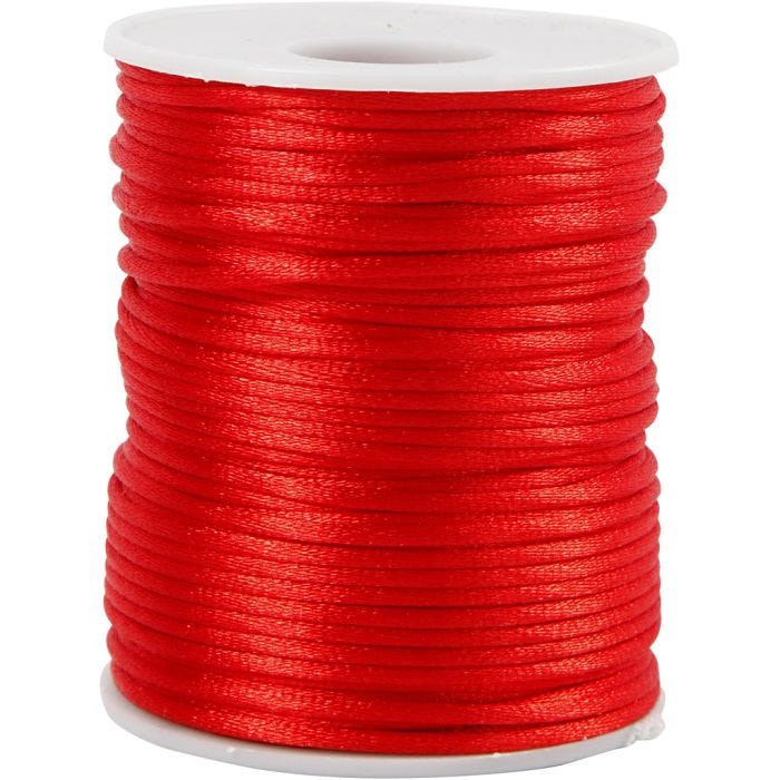 Satiininyöri, paksuus 2 mm, punainen, 50 m/ 1 rll