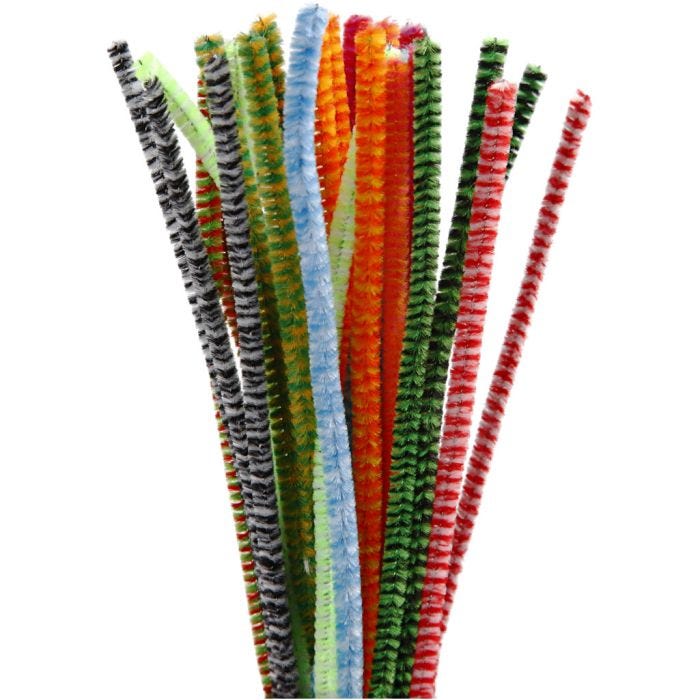 Askartelupunos, raidalliset, 30 cm, 6 mm, värilajitelma, 30laj/ 1 pkt