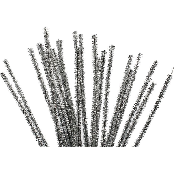 Askartelupunos, Pit. 30 cm, paksuus 6 mm, kimalle, hopea, 24 kpl/ 1 pkt