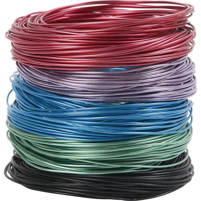 Alumiinilanka, paksuus 1,5 mm, värilajitelma, 5x20 m/ 1 pkt