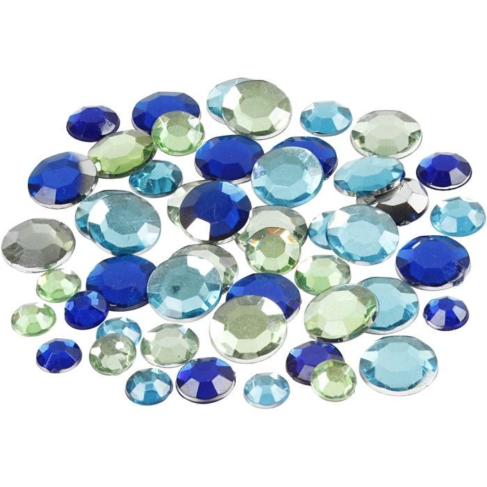 Akryylitimantit, pyöreät, koko 6+9+12 mm, vihreä/sinisävyt, 360 kpl/ 1 pkt