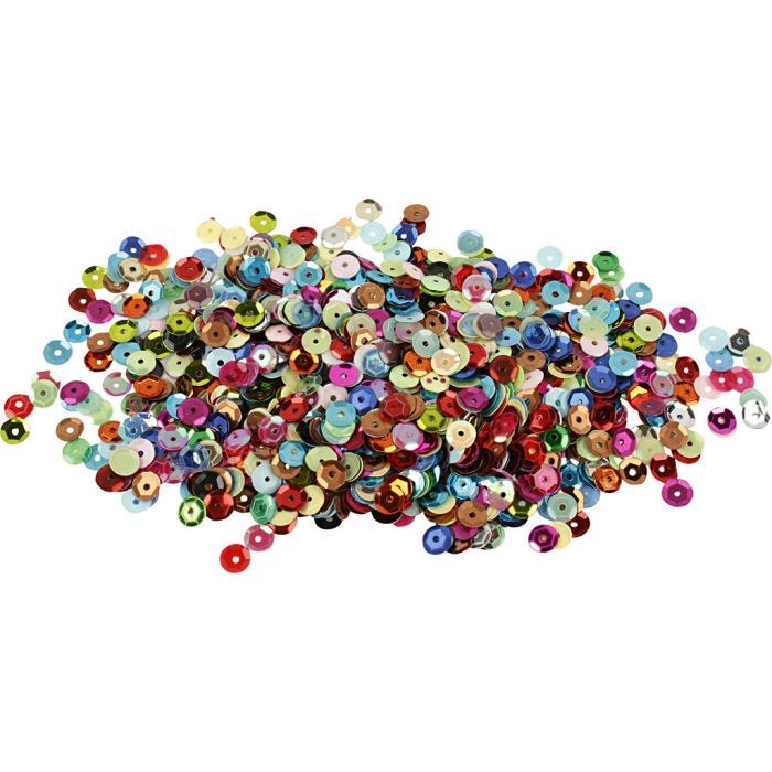 Paljetit, pyöreät, koko 6 mm, 100 g/ 1 pkt