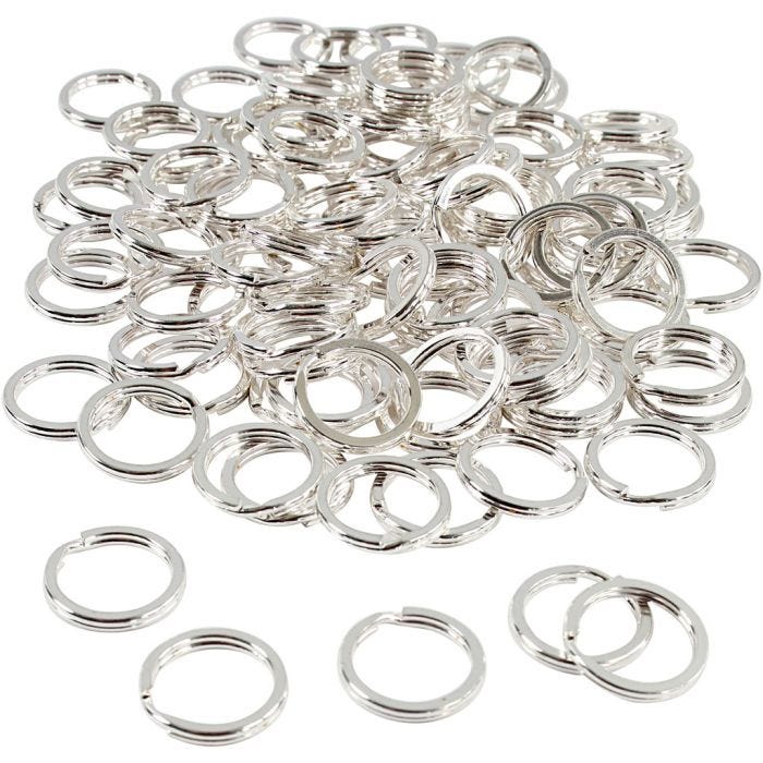 Kierrerengas, halk. 15 mm, hopeanväriset, 100 kpl/ 1 pkt