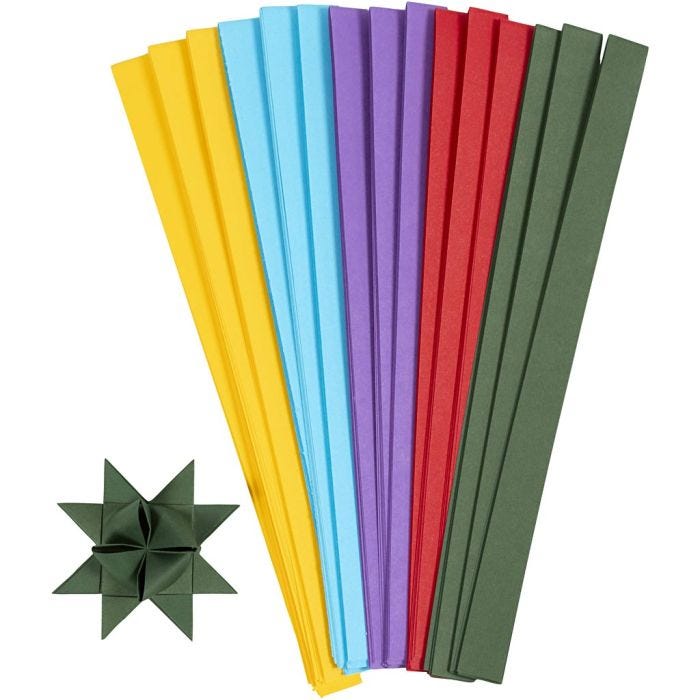 Paperisuikaleet, Pit. 45 cm, Lev: 15 mm, halk. 6,5 cm, värilajitelma, 500 kpl/ 1 pkt